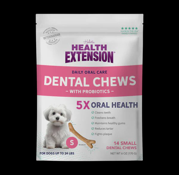 Health Extension Probiotic Dental Bones Small Dog Chews Treats 14 Count 6-oz
