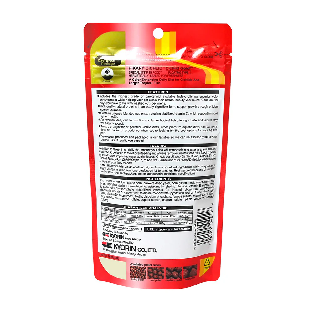 Hikari USA Cichlid Gold Floating Mini Pellets Fish Food 2.01-oz - Image 2