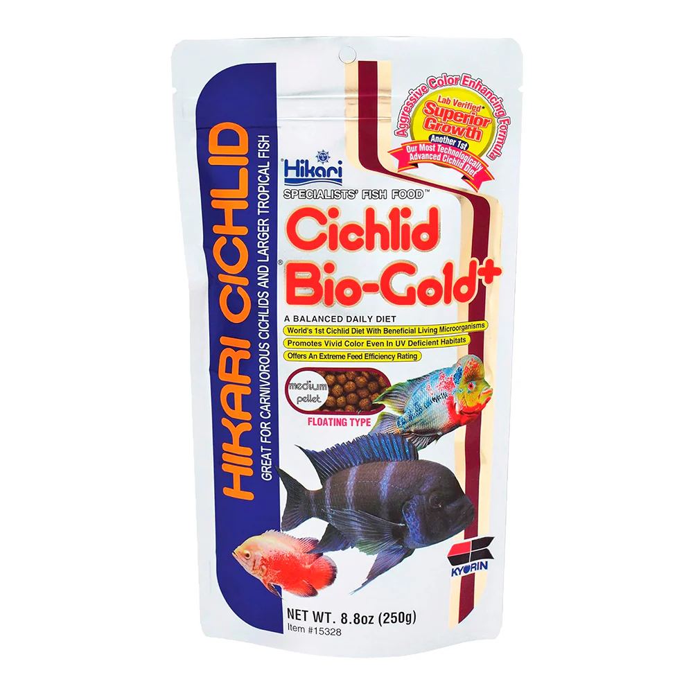 Hikari USA Cichlid Bio-Gold Plus Floating Medium Pellets Fish Food 8.8-oz