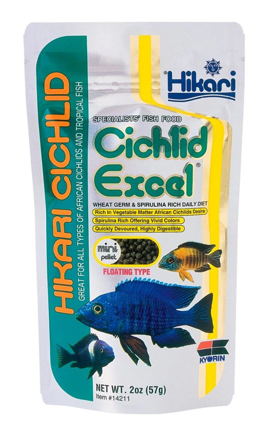 Hikari USA Cichlid Excel Floating Mini Pellets Fish Food 2-oz