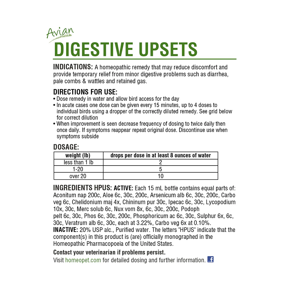 HomeoPet Avian Digestive Upset Supplement for Bird 15 ml - Image 2