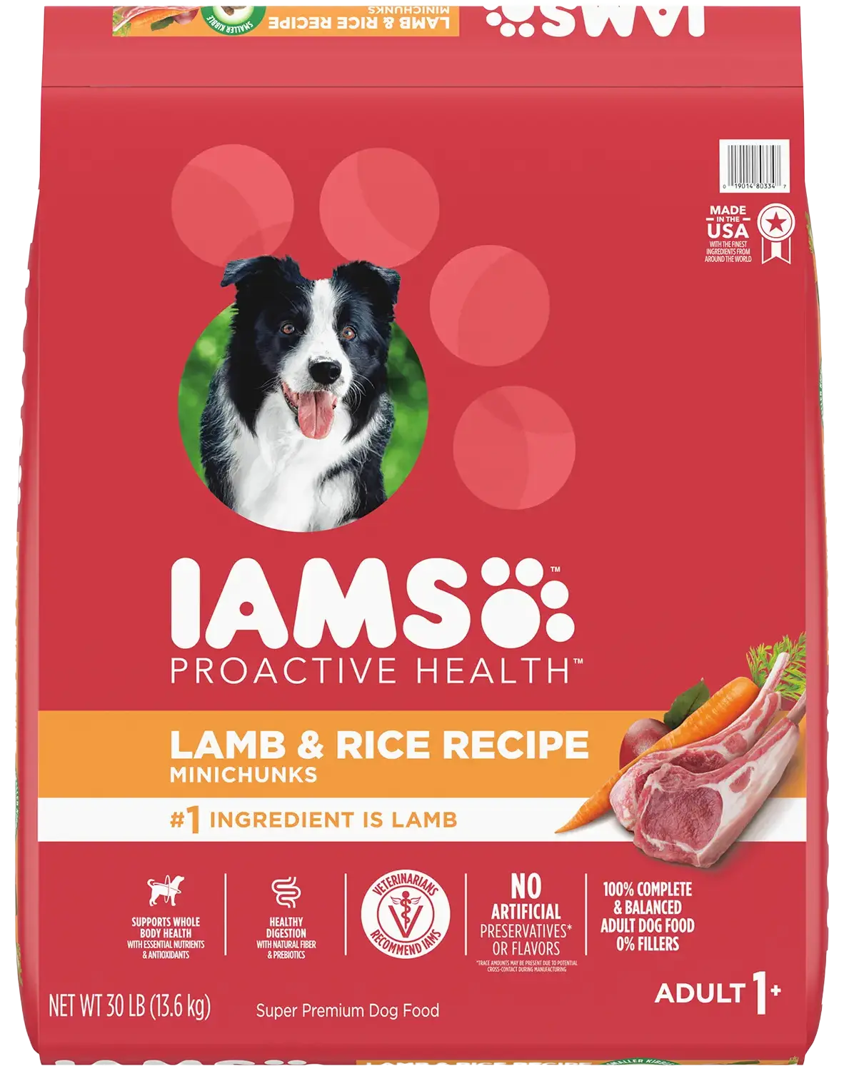 IAMS Minichunks Adult Dry Dog Food Lamb & Rice 30-lb