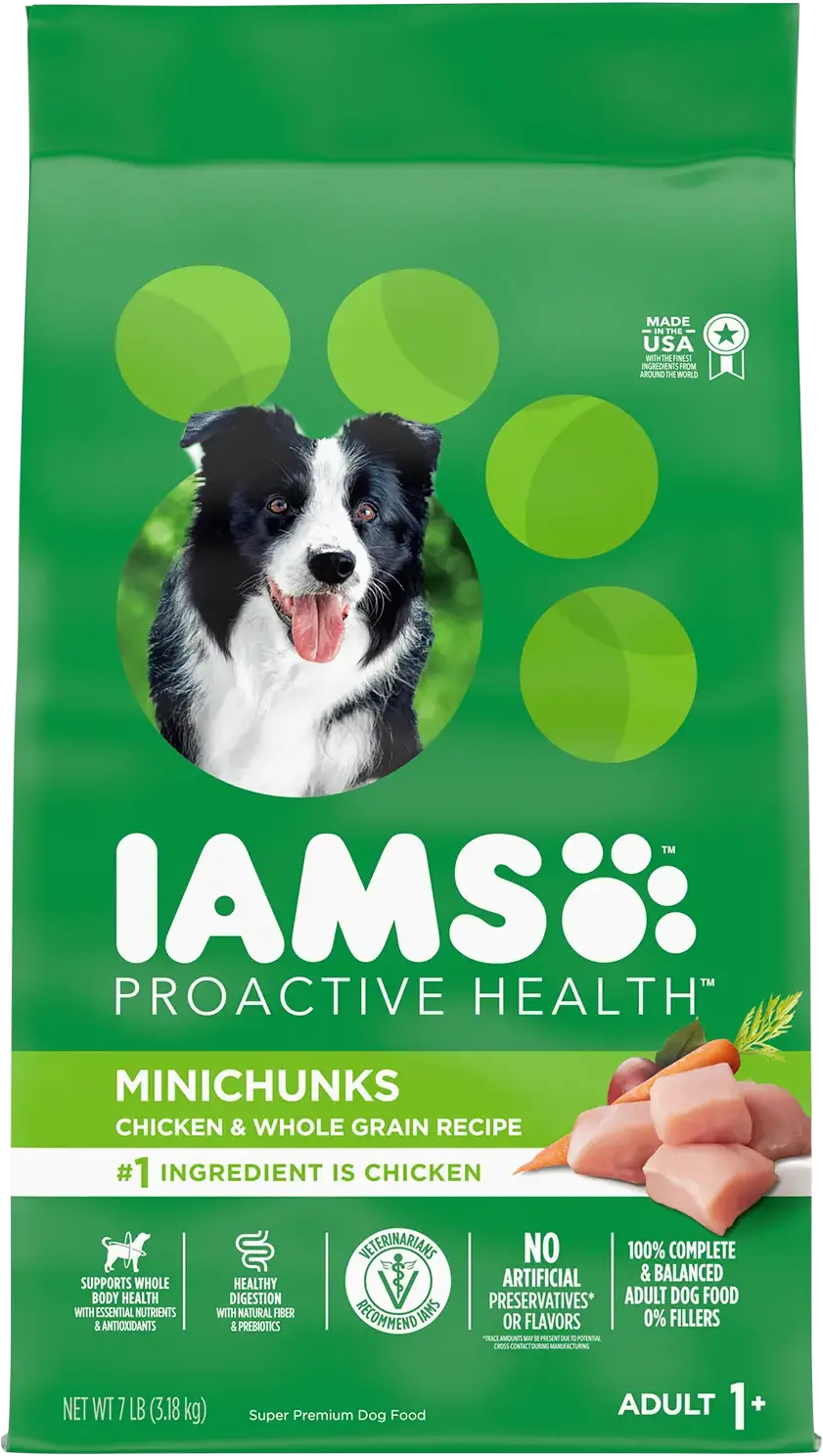 IAMS Minichunks Small Kibble High Protein Adult Dry Dog Food Real Chicken 7-lb