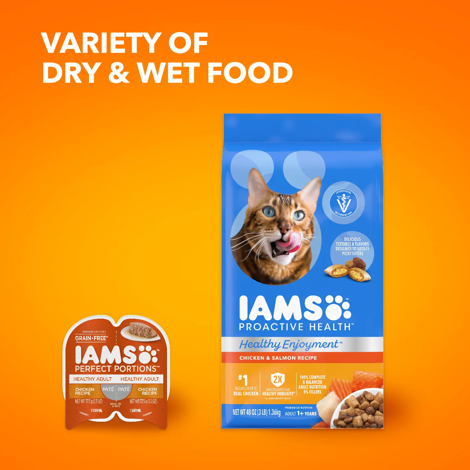 IAMS ProActive Health Healthy Enjoyment Adult Dry Cat Food Chicken & Salmon 3-lb - Image 7