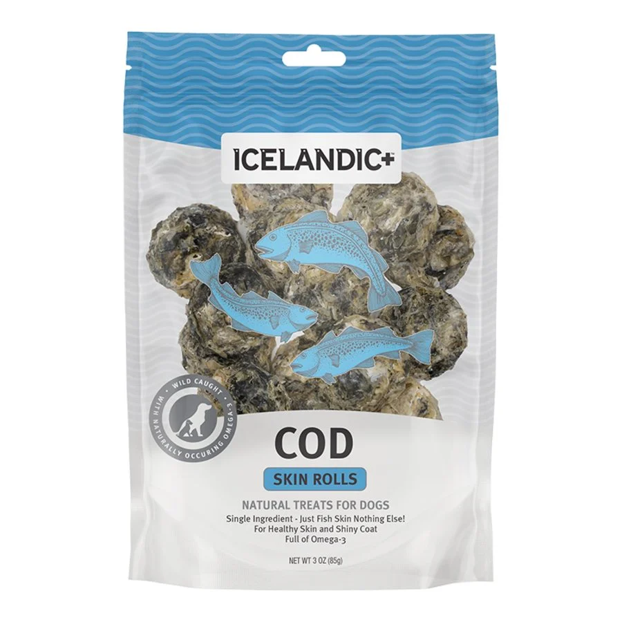Icelandic+ Cod Skin Rolls Natural Dog Treats 3-oz