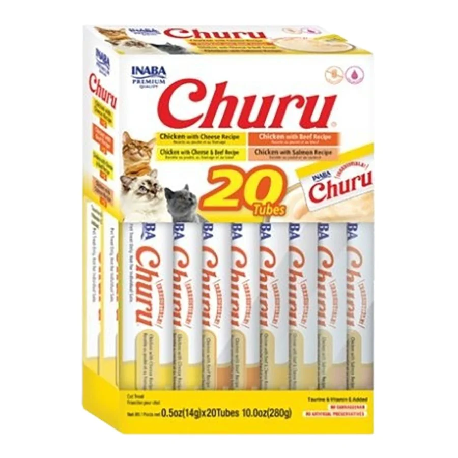 Inaba Churu Creamy Purée Chicken & Beef Variety Pack Lickable Cat Treats 0.5-oz Tubes 20 Count - Image 2