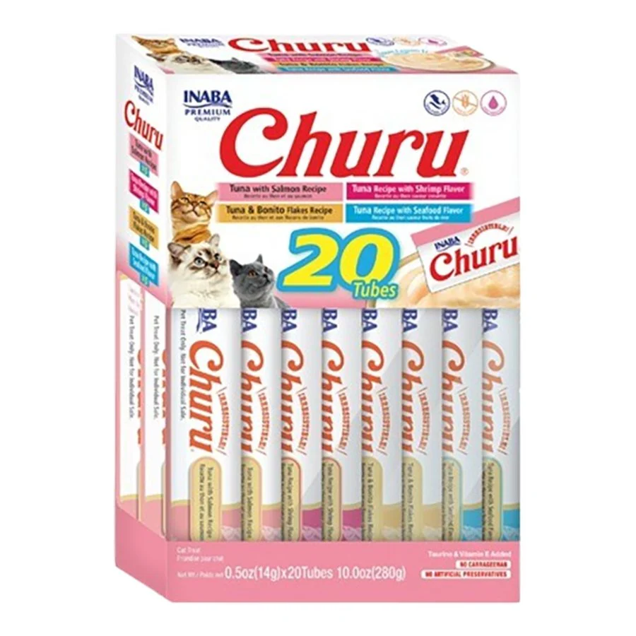 Inaba Churu Creamy Purée Seafood Mix Variety Pack Lickable Cat Treats 0.5-oz Tubes 20 Count - Image 2