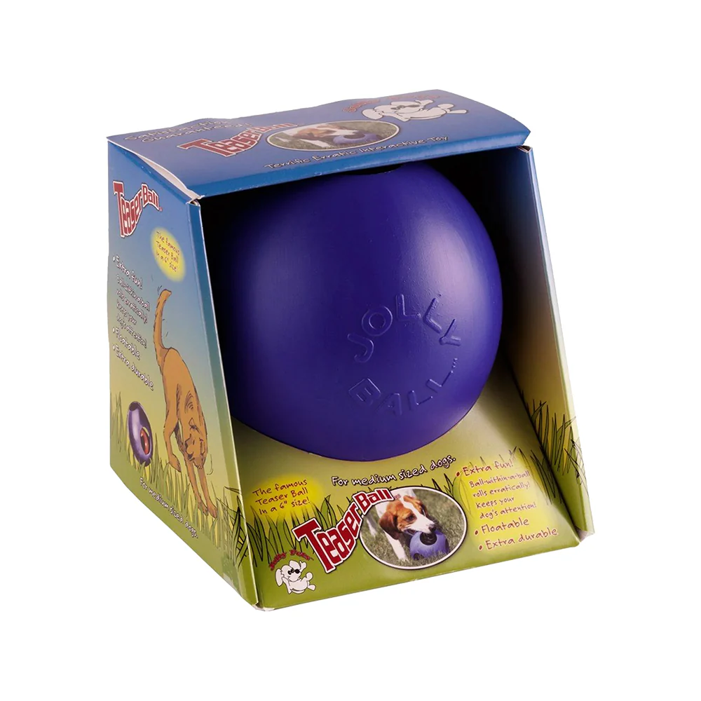 Jolly Pet Teaser Ball Dog Toy Blue Medium 6-in