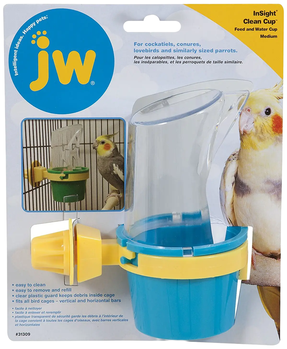 JW Pet Clean Cup Bird Feed & Water Cup Assorted Medium 5-oz