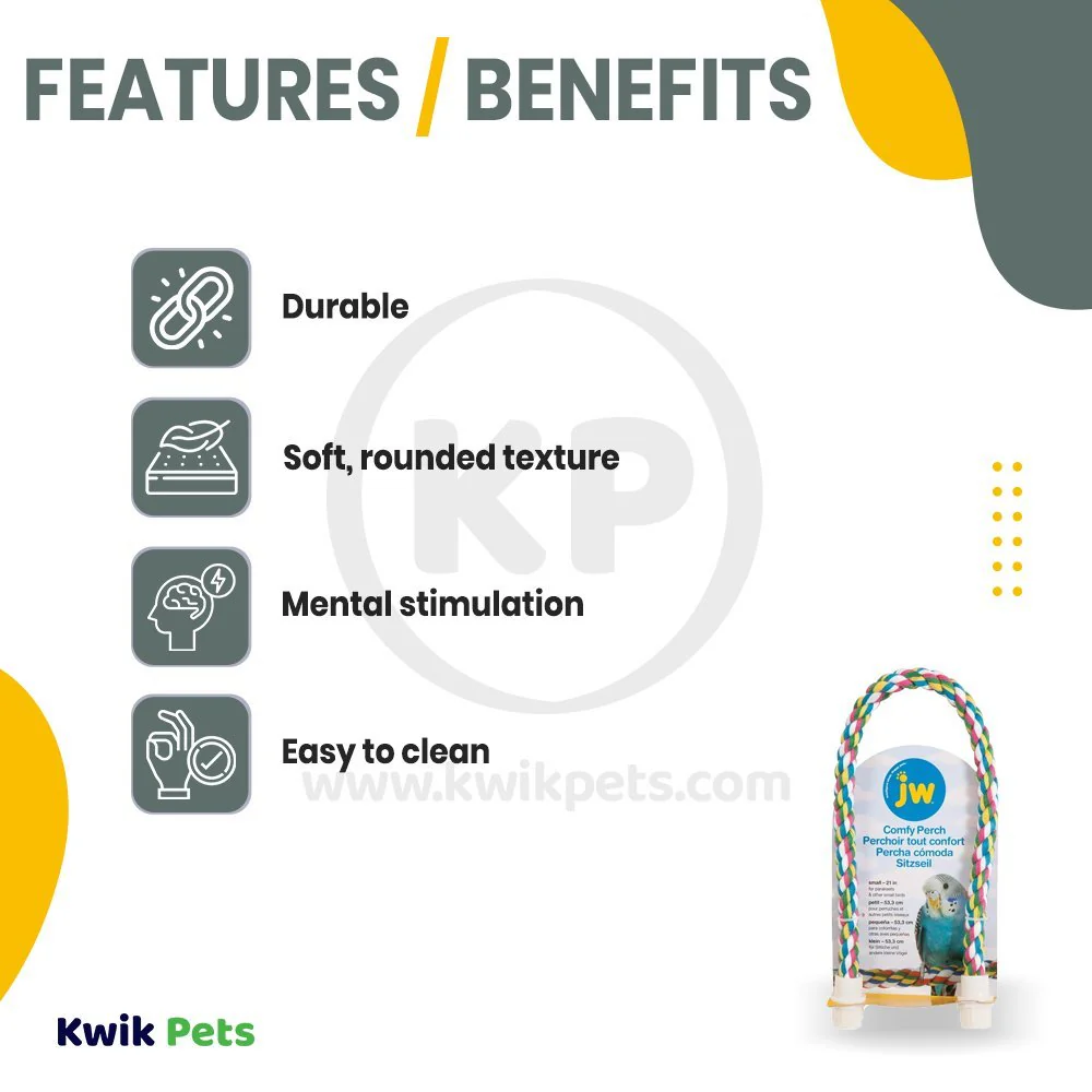 JW Pet Comfy Perch for Birds Multicolor Small 32-in - Image 2