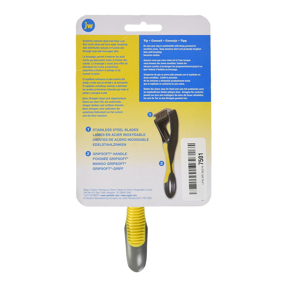 JW Pet GripSoft Double Row Undercoat Rake Regular Teeth for Dogs - Image 2