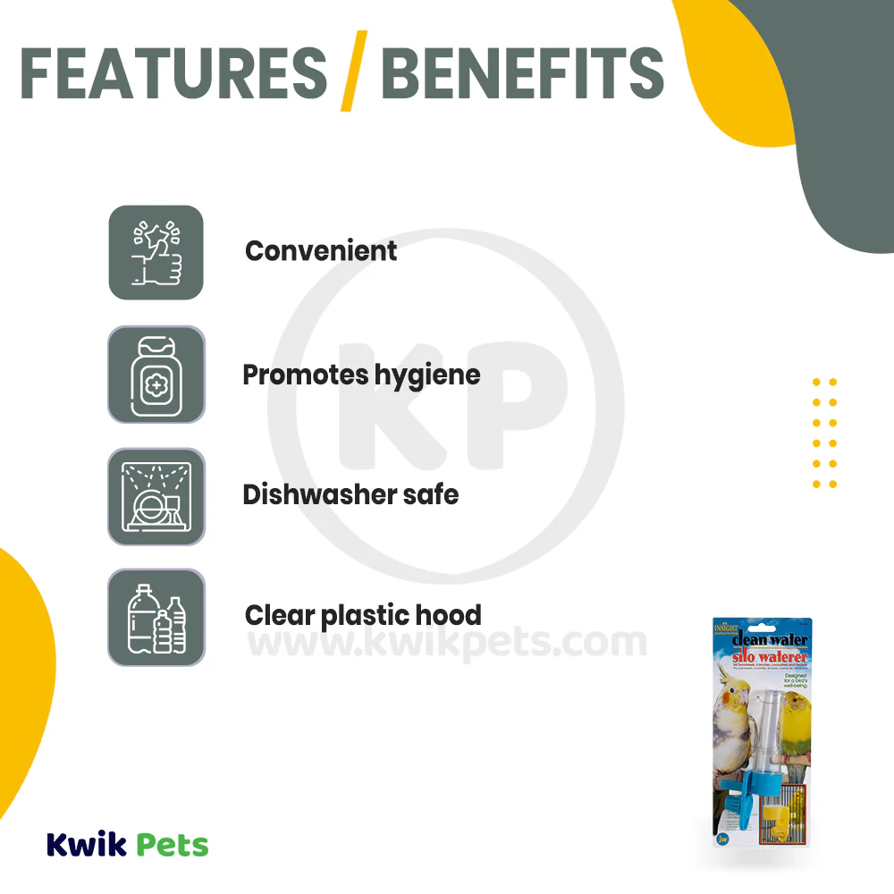 JW Pet Clean Water Silo Bird Waterer Assorted Large - Image 2