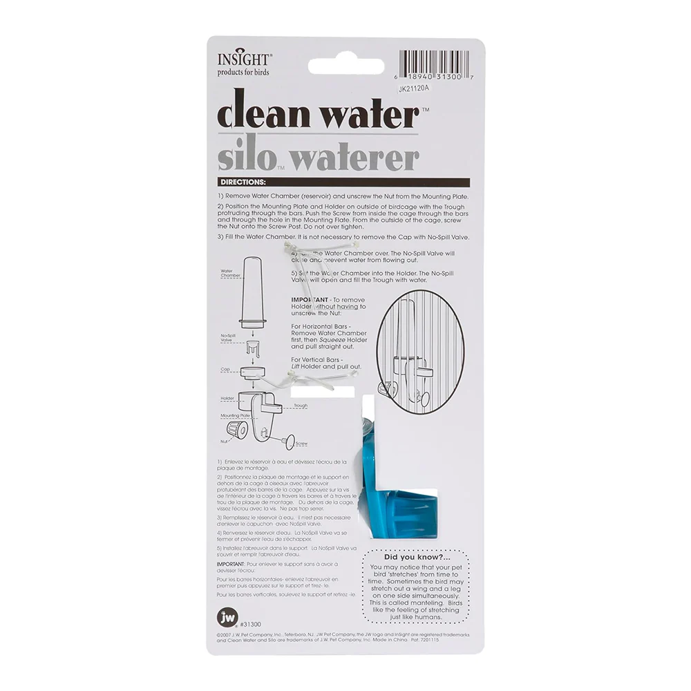 JW Pet Clean Water Silo Bird Waterer Assorted Small - Image 2