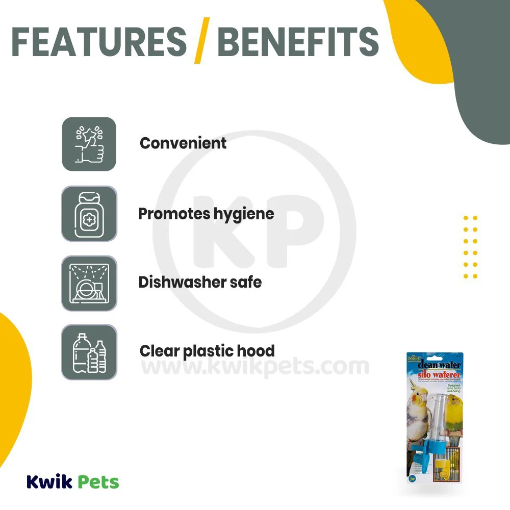 JW Pet Clean Water Silo Bird Waterer Assorted Small - Image 3