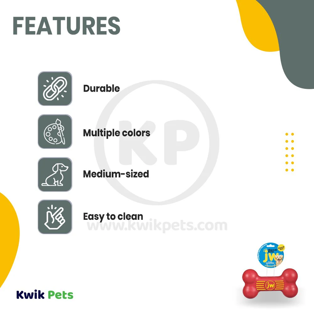 JW Pet iSqueak Bone Dog Toy Assorted Medium - Image 2