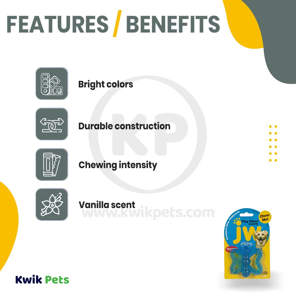 JW Pet PlayPlace Butterfly Teether Dog Toy Medium - Image 2