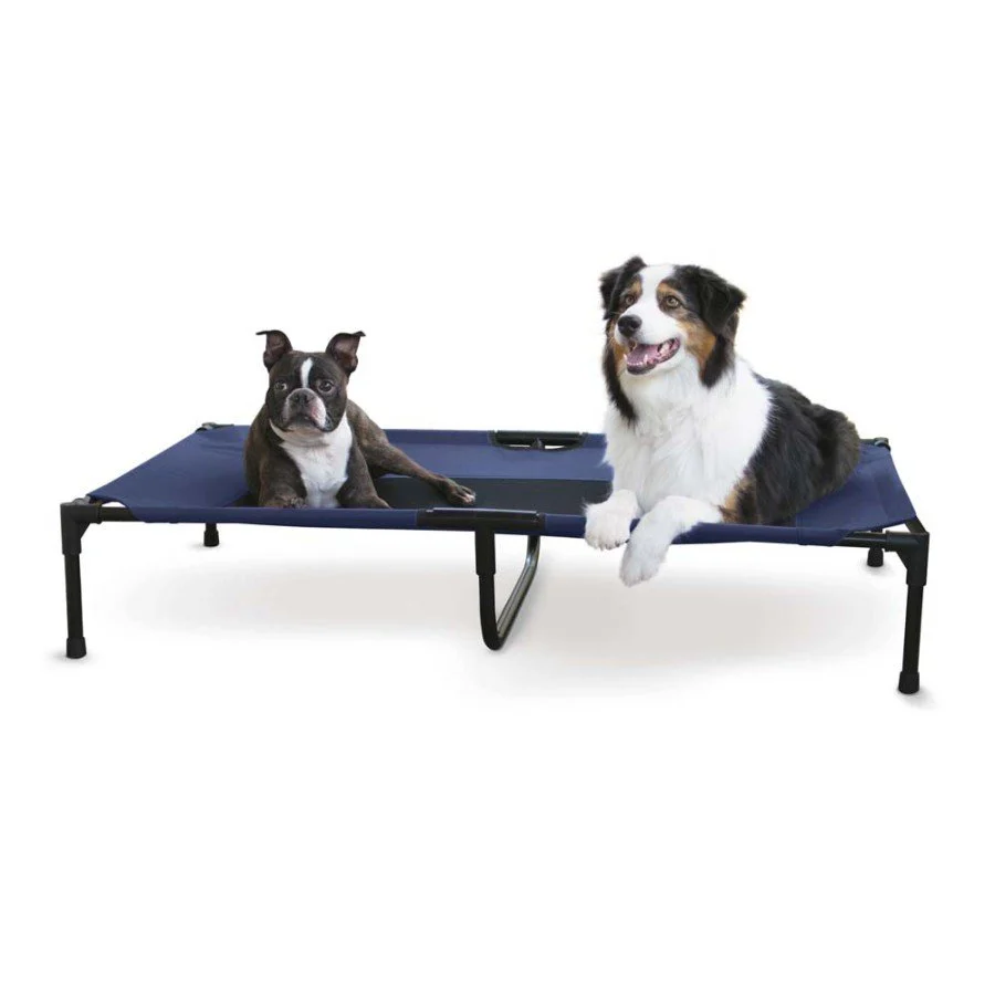 K&H Pet Products Original Pet Cot Elevated Dog Bed Mesh Blue/Black X-Large 32 X 50 X 9 in