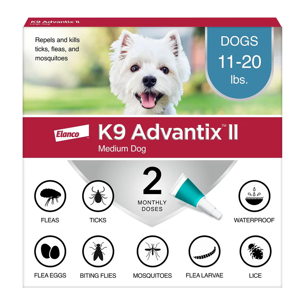 Elanco K9 Advantix II 2-Month Supply Topical Flea, Tick & Mosquito Treatment & Prevention for Medium Dogs 11-20 lbs
