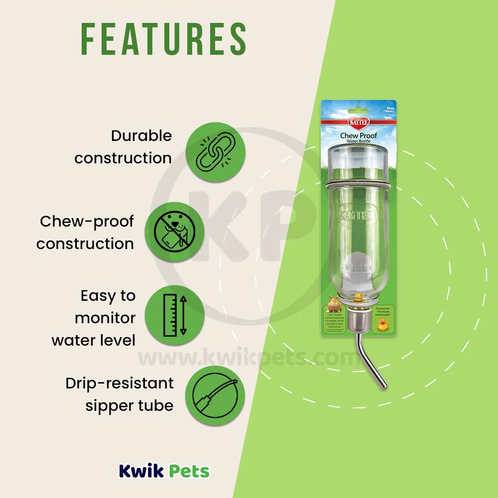 Kaytee Chew-Proof Water Bottle Clear 26-oz - Image 3