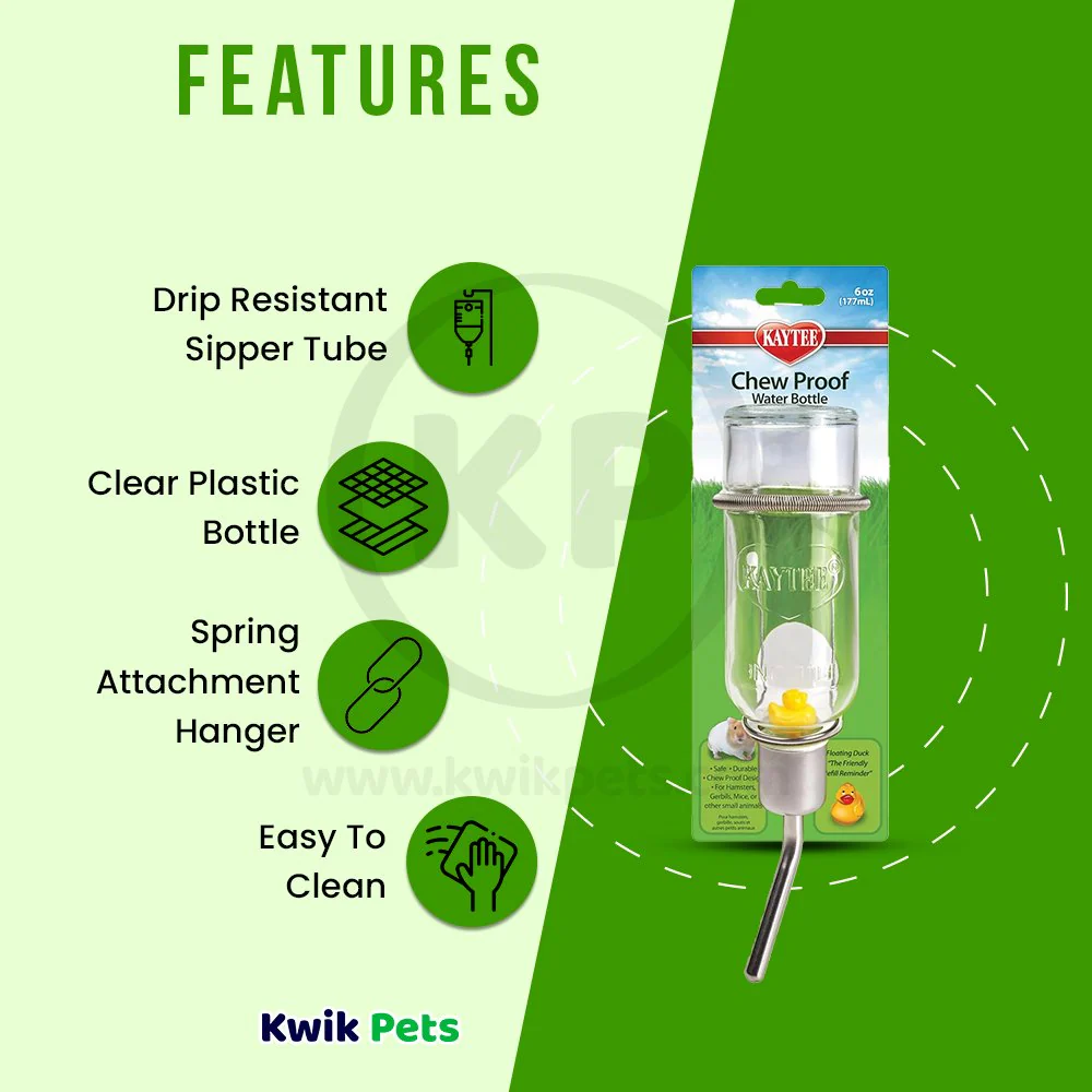Kaytee Chew-Proof Water Bottle Clear 6-oz - Image 3