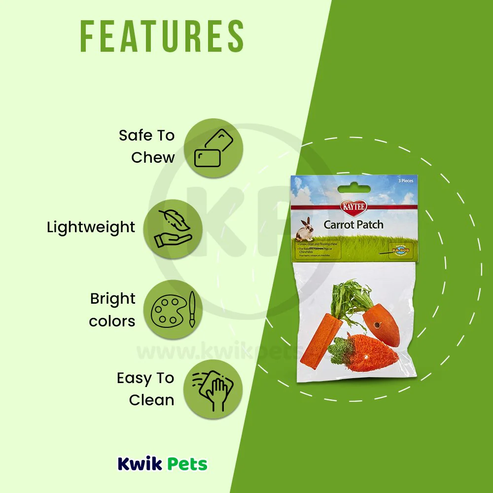 Kaytee Carrot Patch Chew Toy for Rabbits, Guinea Pigs & Chinchillas 3 Count - Image 3