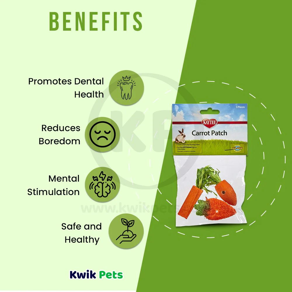 Kaytee Carrot Patch Chew Toy for Rabbits, Guinea Pigs & Chinchillas 3 Count - Image 4