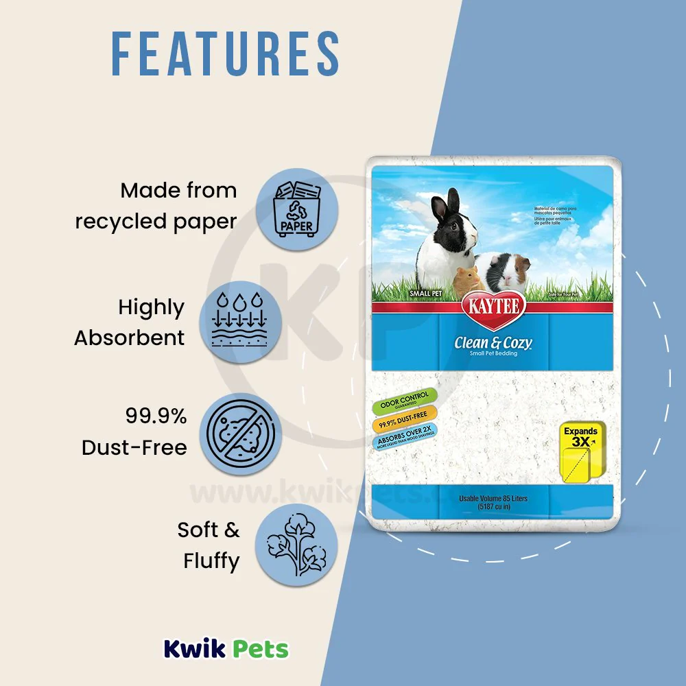 Kaytee Clean & Cozy White Paper Small Animal Bedding 85 Liters - Image 2