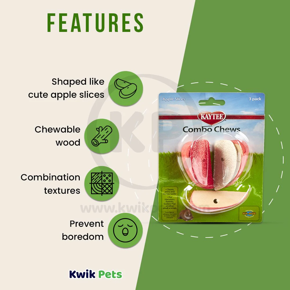 Kaytee Apple Slices Combo Chews for Small Animals 3 Count - Image 2