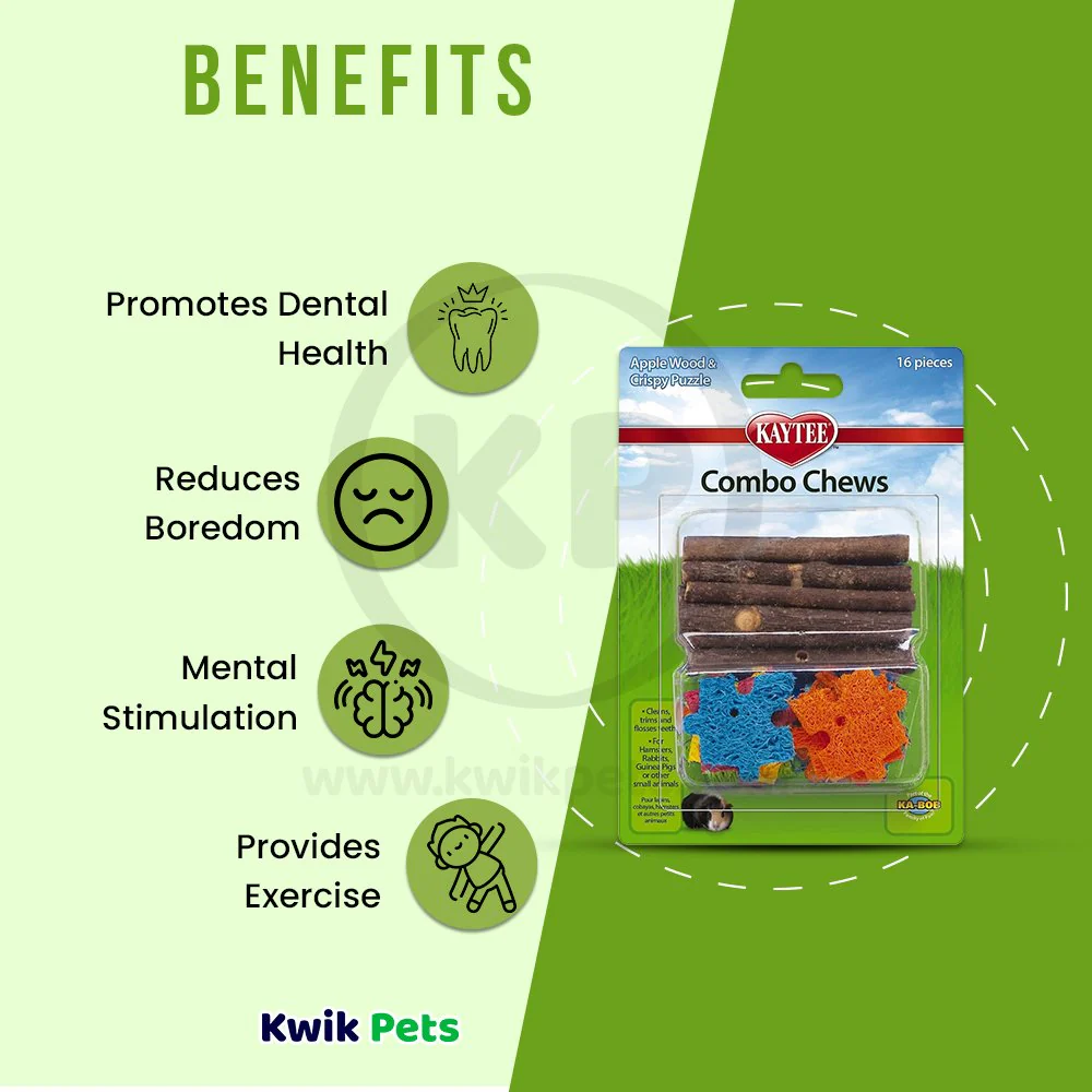 Kaytee Apple Wood & Crispy Puzzle Combo Chews for Small Animals 16 Count - Image 3