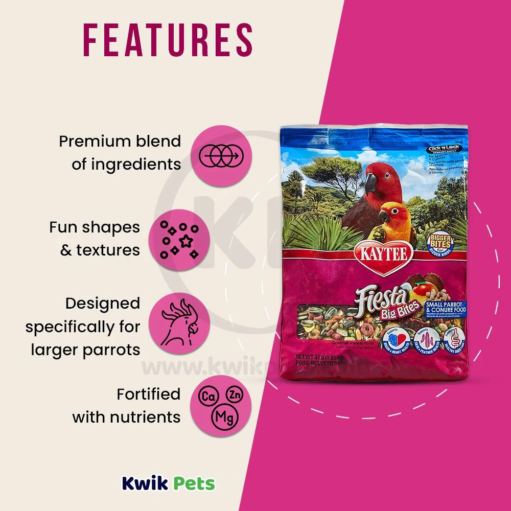Kaytee Fiesta Big Bites Parrot & Conure Food 4-lb - Image 3
