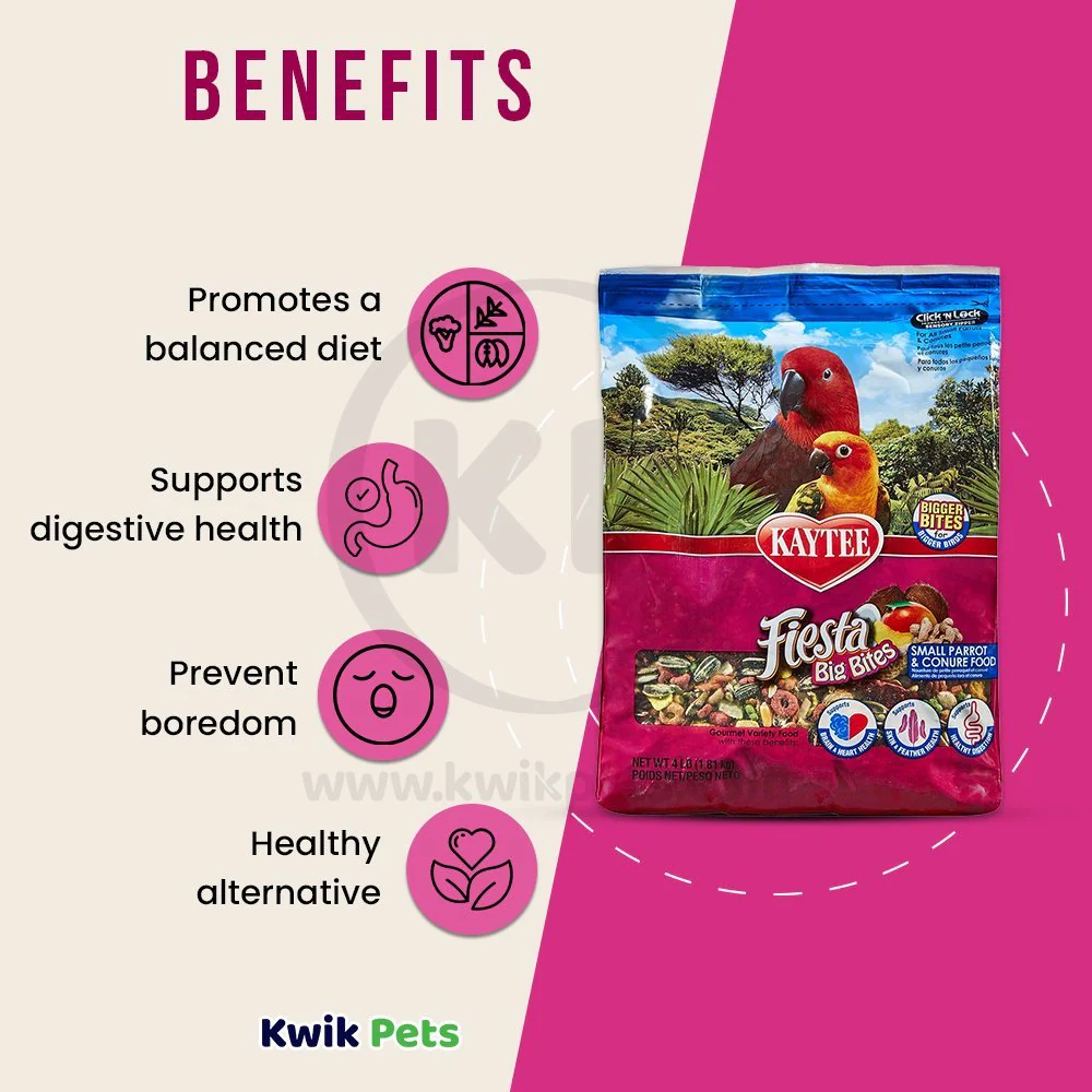 Kaytee Fiesta Big Bites Parrot & Conure Food 4-lb - Image 4