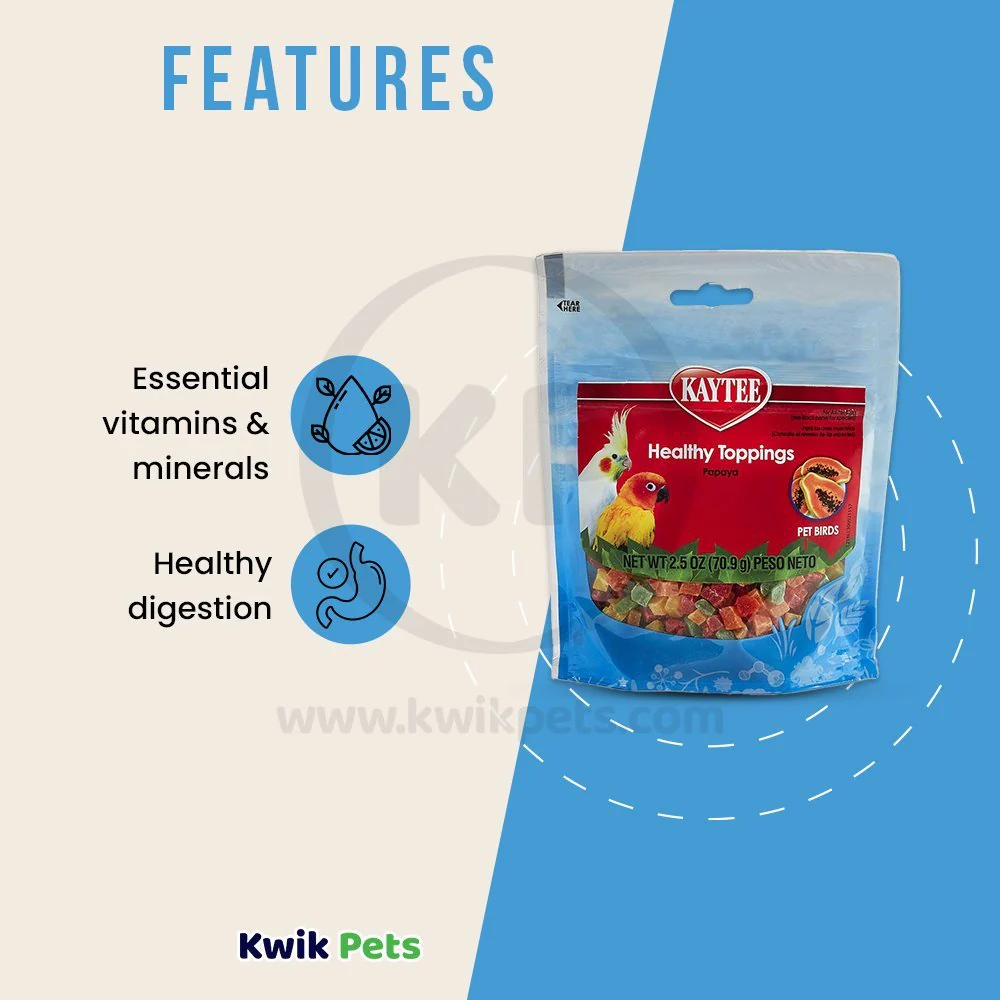 Kaytee Healthy Toppings Papaya Bits for All Pet Birds 2.5-oz - Image 3