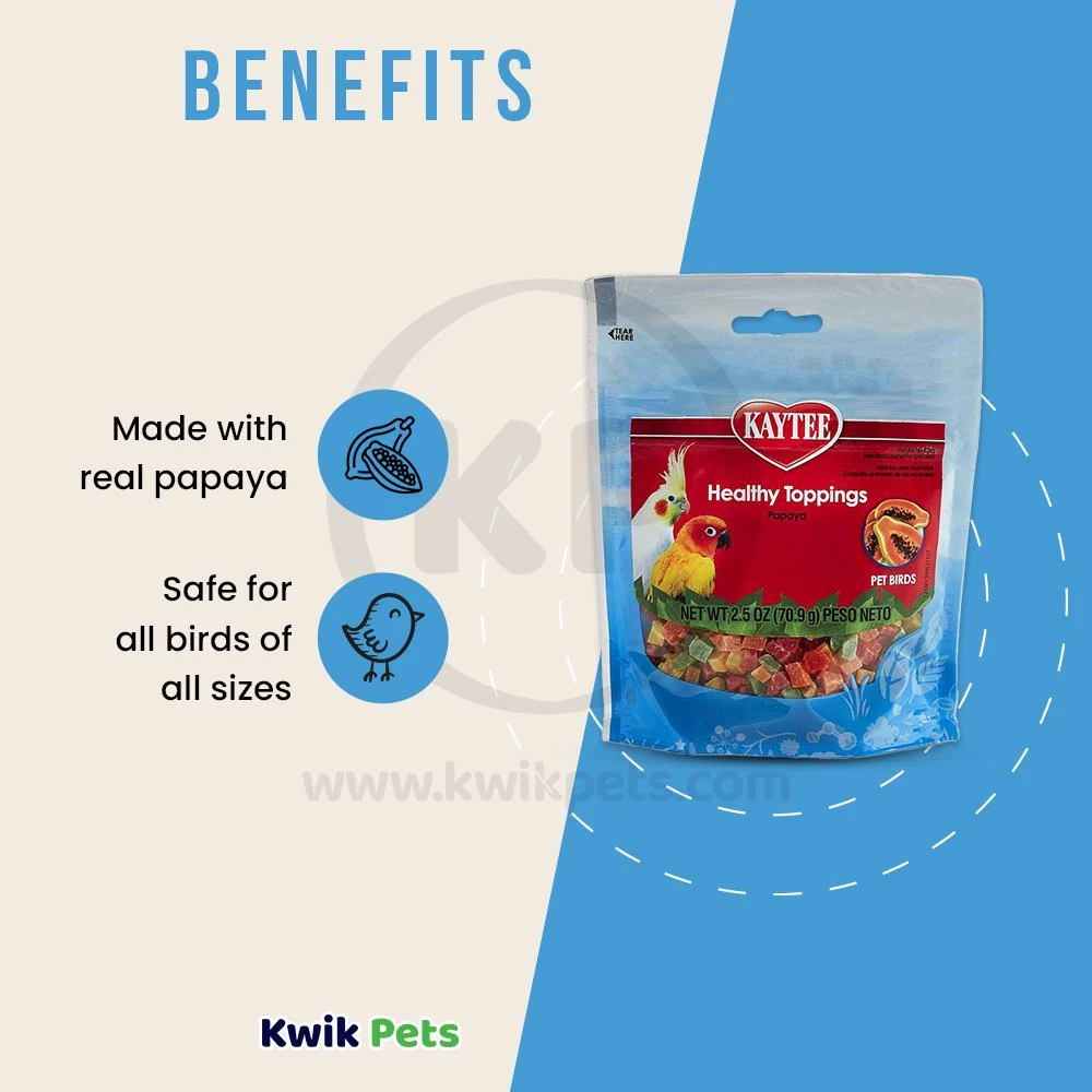 Kaytee Healthy Toppings Papaya Bits for All Pet Birds 2.5-oz - Image 4