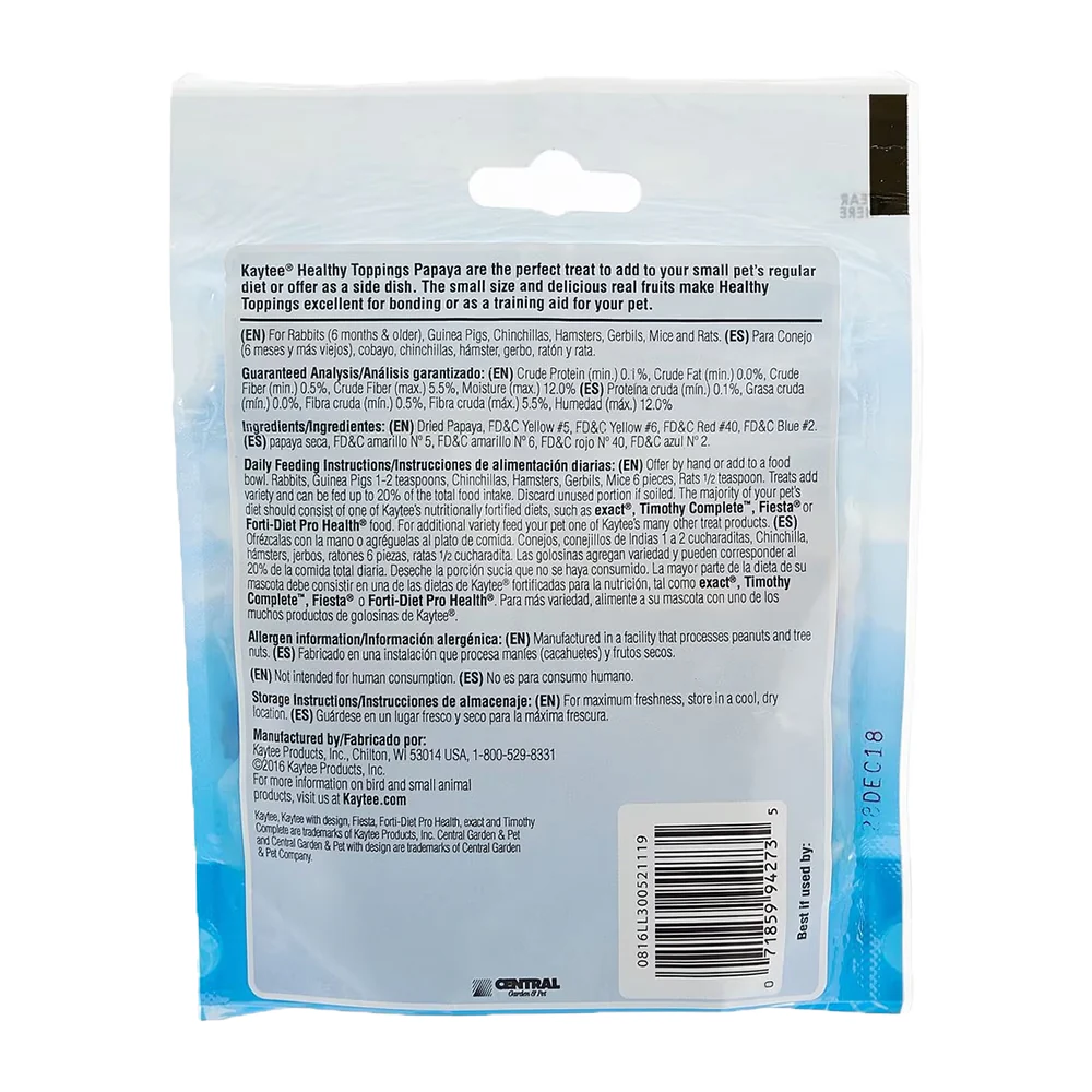 Kaytee Healthy Toppings Papaya Treat for Small Animals 2.5-oz - Image 2