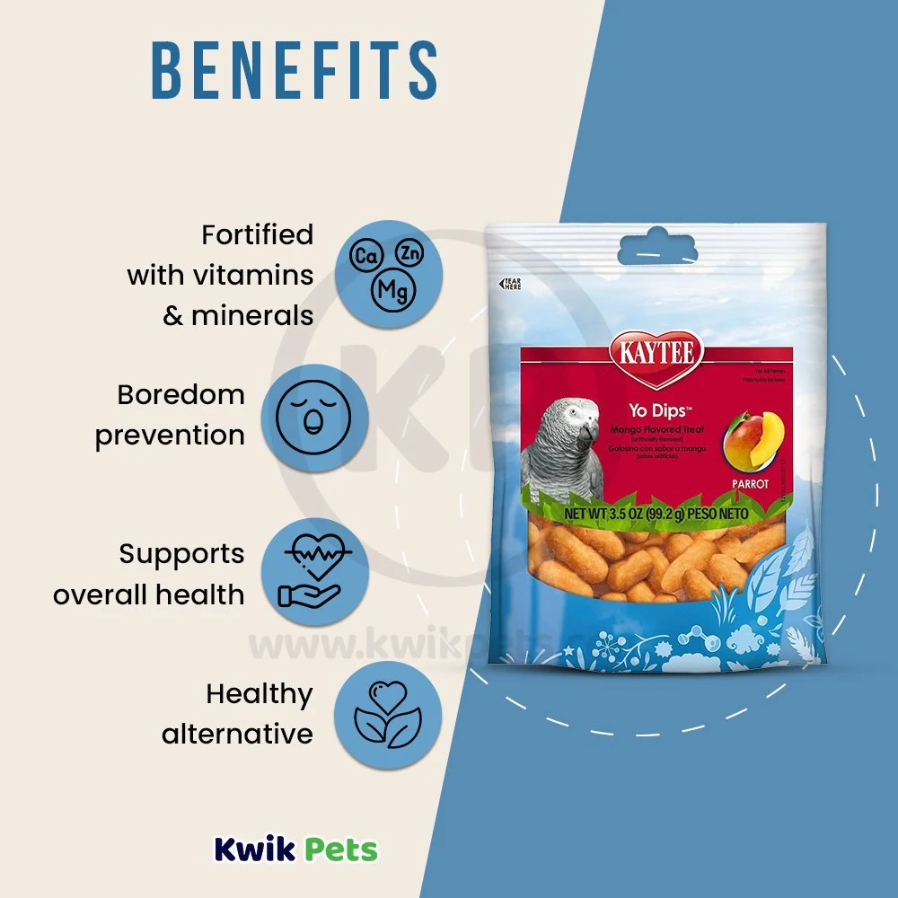 Kaytee Yo Dips Mango Flavored Treats for Large Hookbills 3.5-oz - Image 4