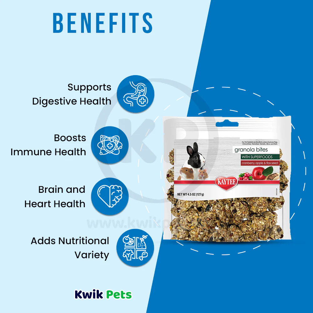 Kaytee Granola Bites with Superfoods Cranberry, Apple and Flax Small Animal Treats 4.5-oz - Image 4