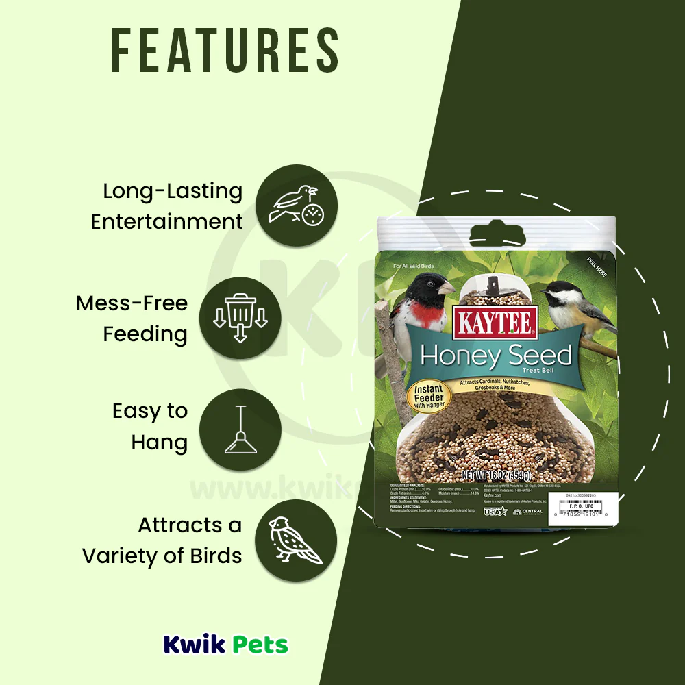 Kaytee Honey Seed Wild Birds Treat Bell 1-lb - Image 2