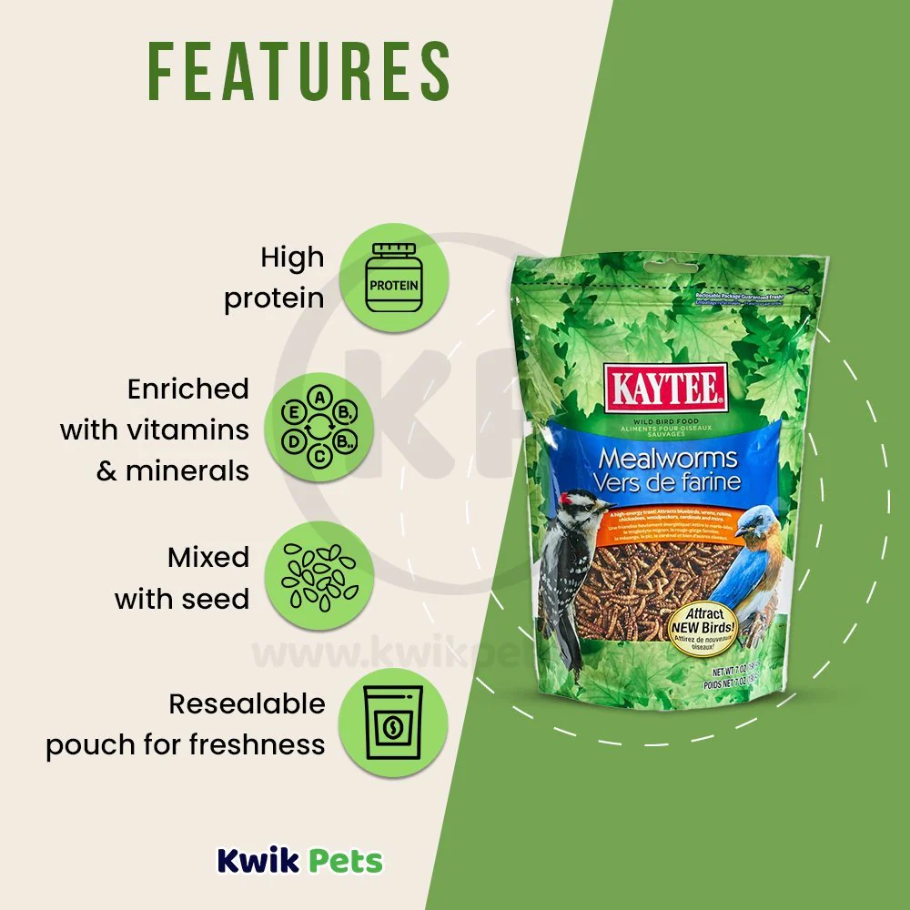 Kaytee Mealworms Wild Bird Food & Chicken Treat 7-oz - Image 3