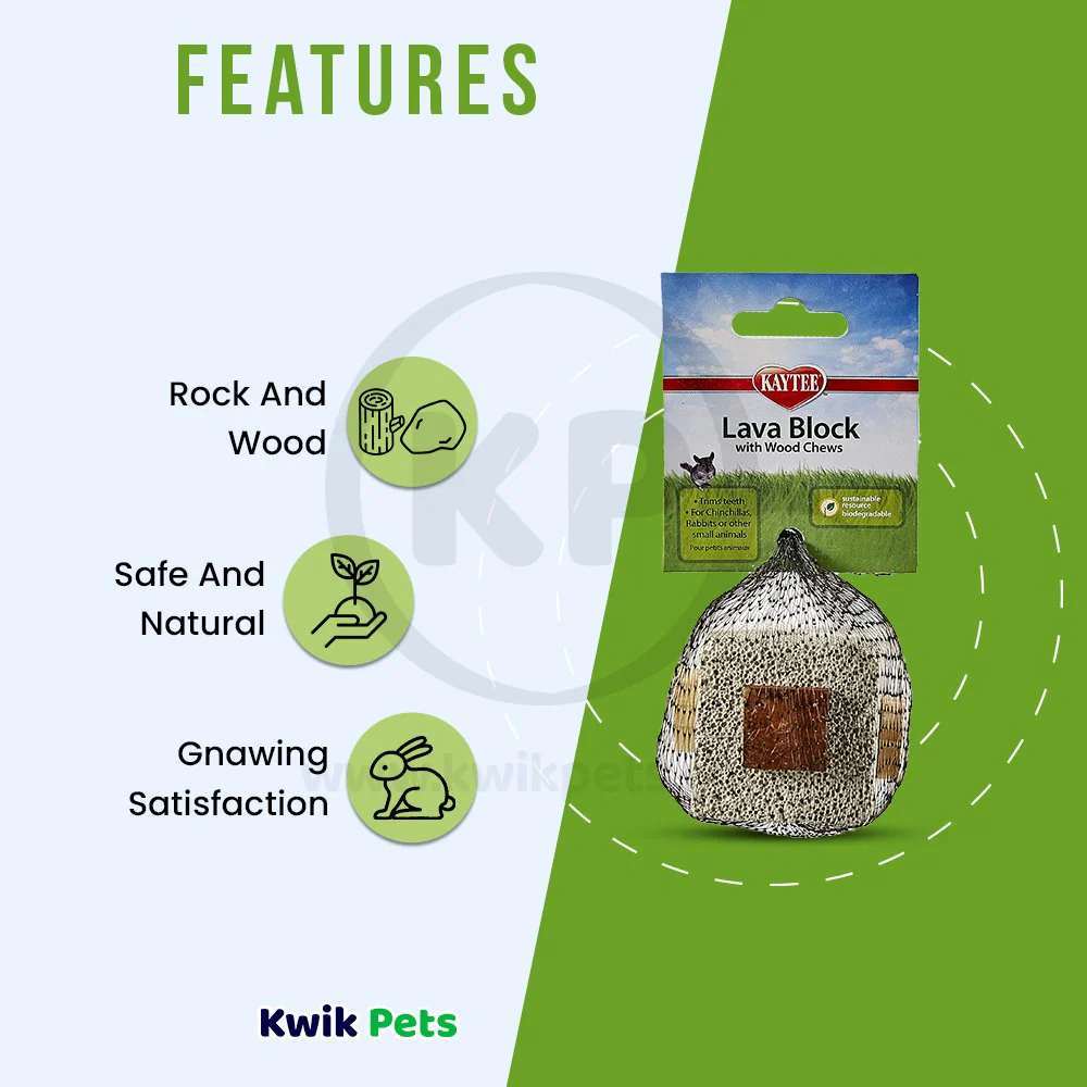 Kaytee Lava Block with Wood Chews for Small Animals 2.5 in X 2.5 in X 5 in - Image 3