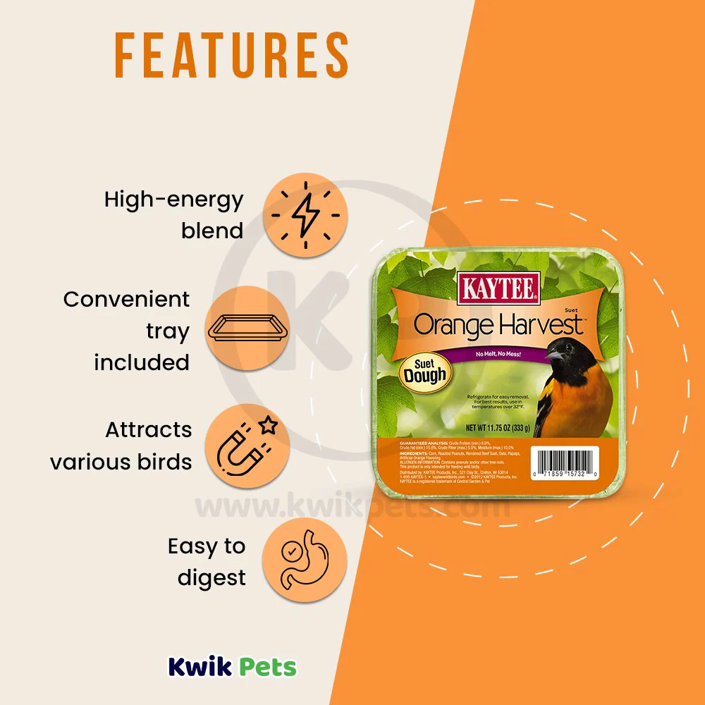 Kaytee Orange Harvest Wild Bird Suet Dough 11.75-oz - Image 2