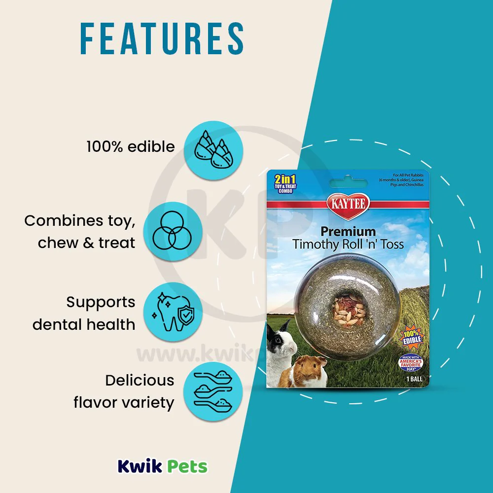 Kaytee Premium Timothy Roll'n'Toss Small Animal Treats - Image 3