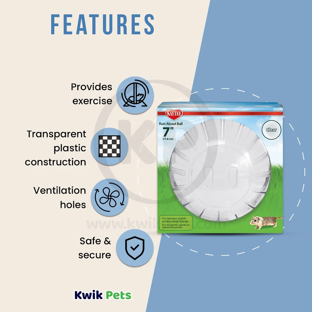 Kaytee Run-About Small Animal Mini Exercise Ball Clear 7-in - Image 3