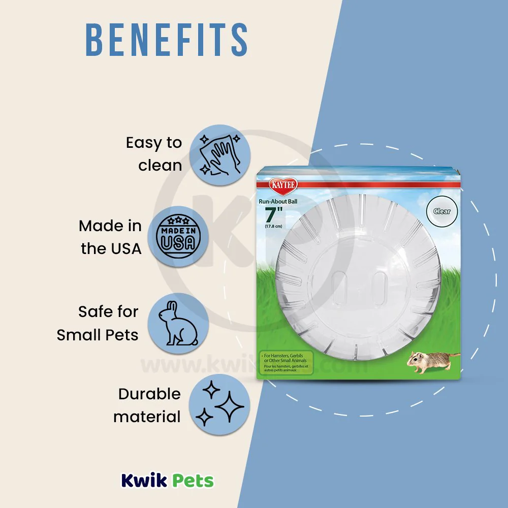 Kaytee Run-About Small Animal Mini Exercise Ball Clear 7-in - Image 4