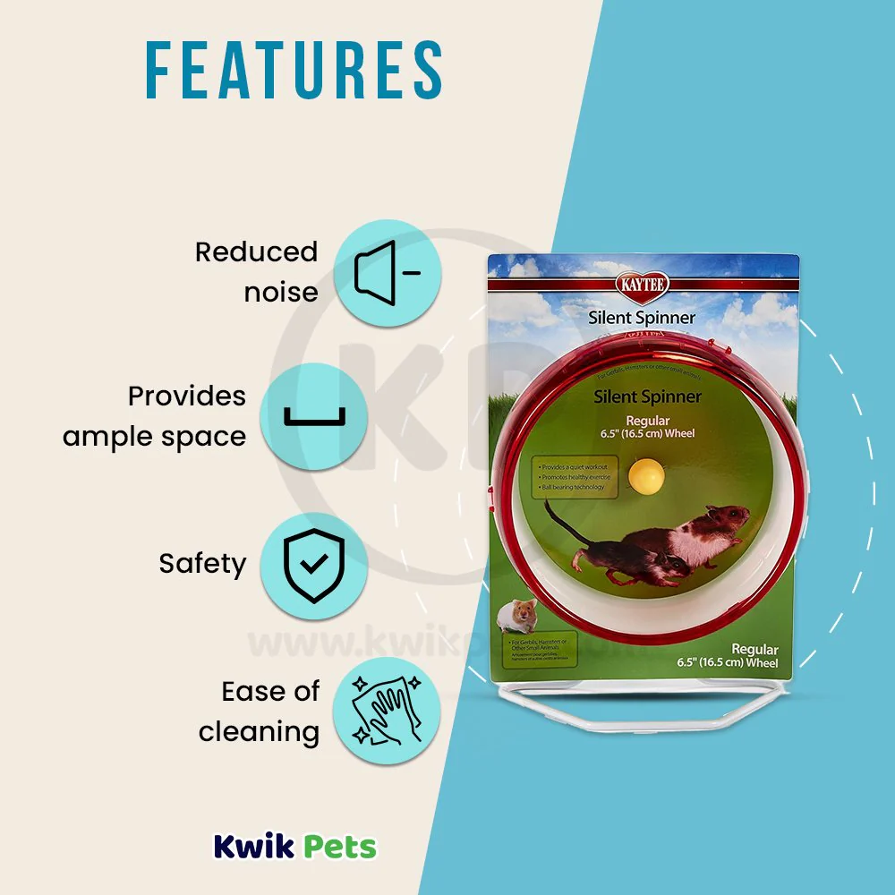 Kaytee Silent Spinner Wheel for Small Animals Clear Regular 6.5-in - Image 2