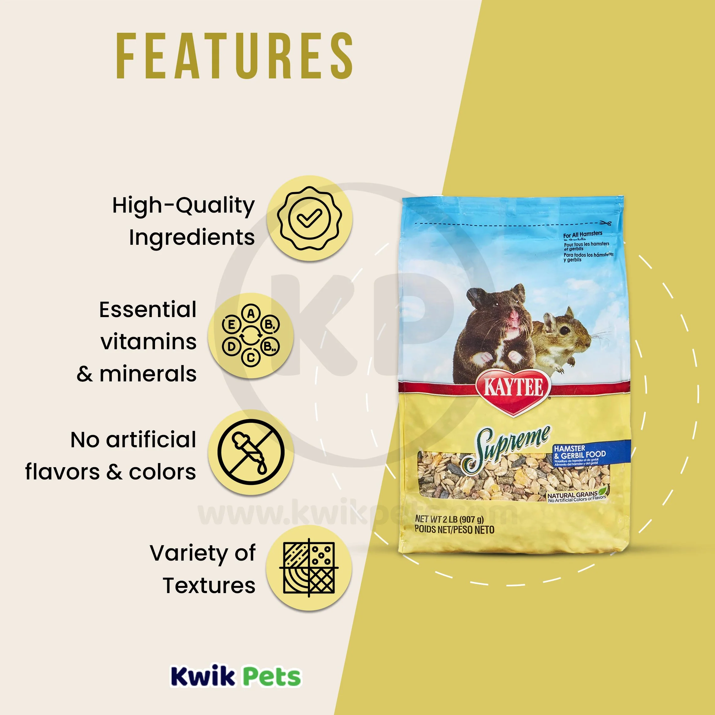 Kaytee Supreme Hamster & Gerbil Food 2-lb - Image 3