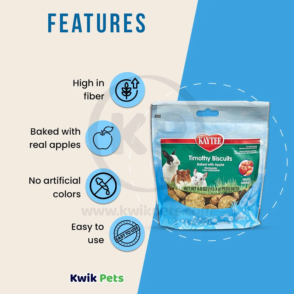 Kaytee Timothy Biscuits Baked with Apple Small Animal Treats 4-oz - Image 3