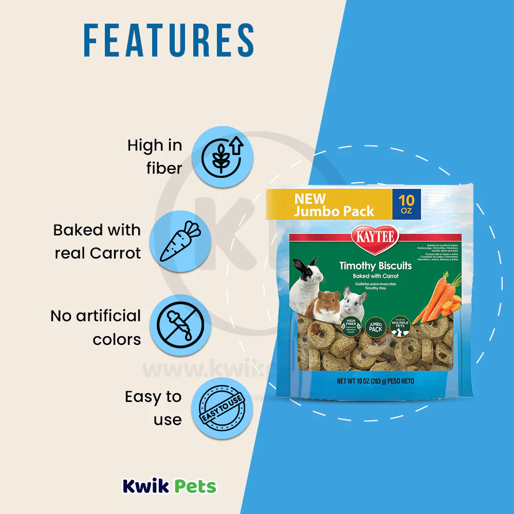 Kaytee Timothy Biscuits Baked with Carrot Small Animal Treats 10-oz - Image 3