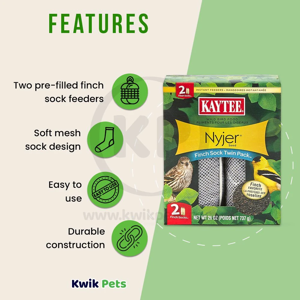 Kaytee Nyjer Finch Sock Wild Bird Food Instant Feeder Twin Pack 26-oz - Image 3