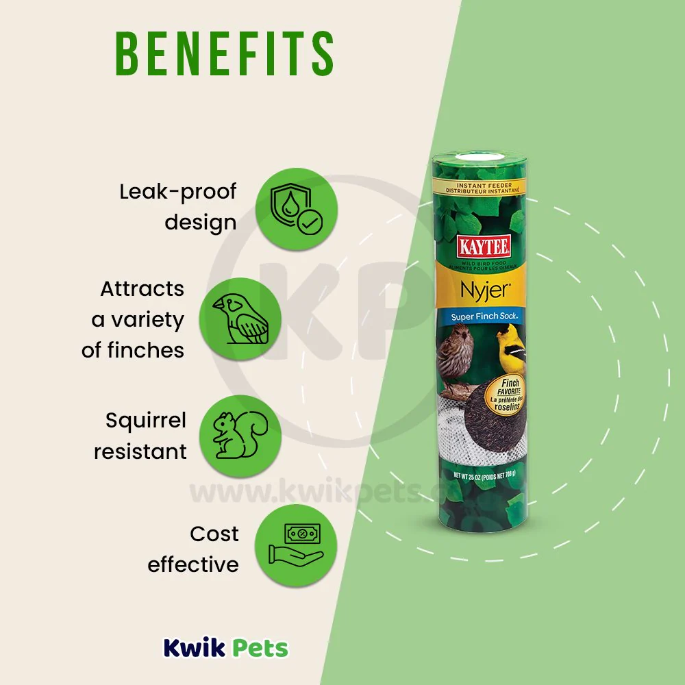 Kaytee Nyjer Super Finch Sock Wild Bird Food Instant Feeder 25-oz - Image 4