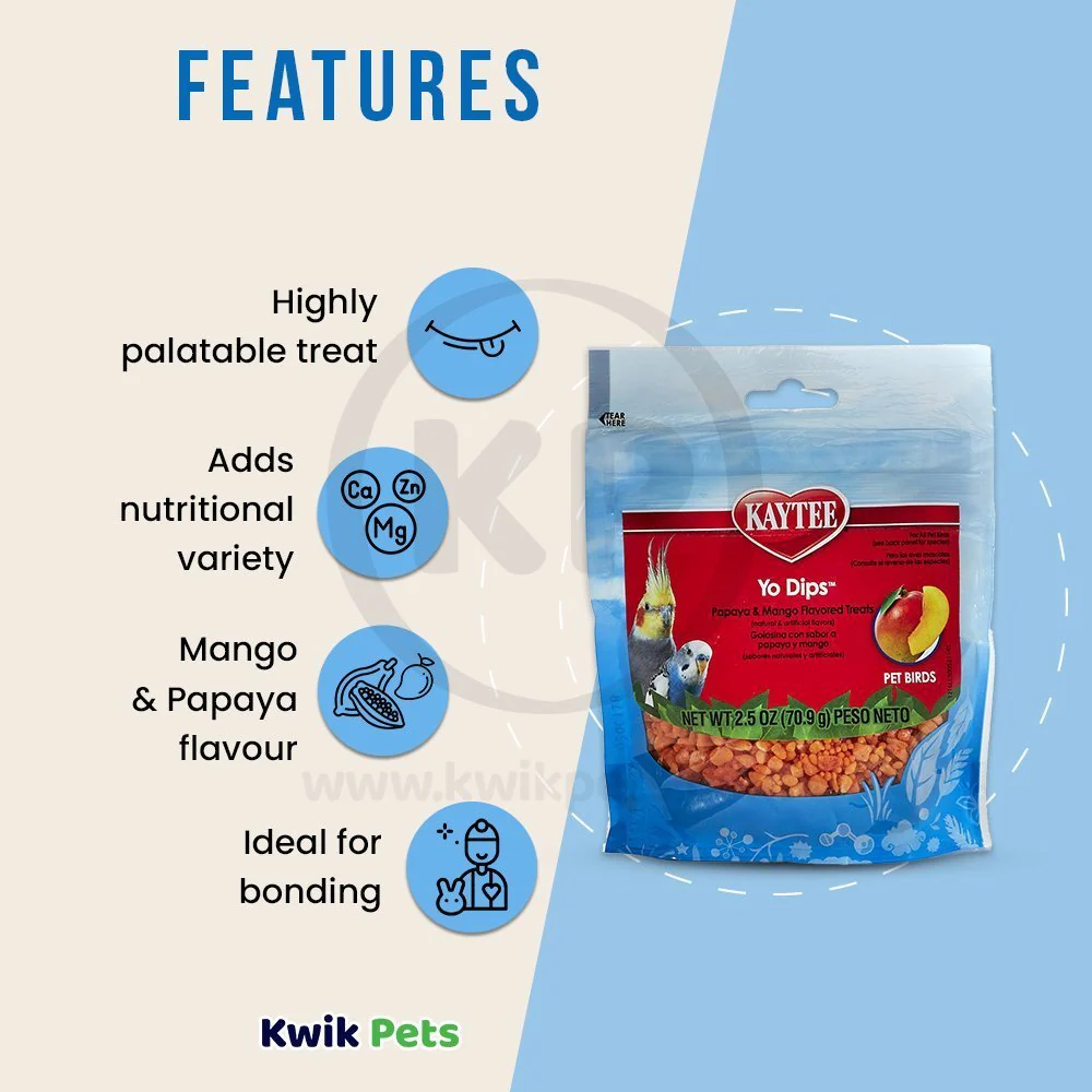 Kaytee Yo Dips Mango & Papaya Flavored Treat for All Pet Birds 2.5-oz - Image 3